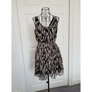 Jack by BBDakota Sleeveless Scoop Neck Pleated Skirt Animal Print Dress Sz (0)